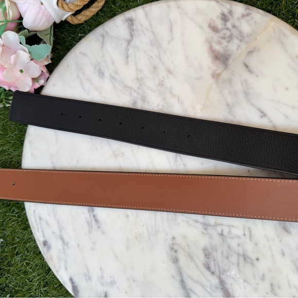 TORY BURCH Pebbled leather reversible belt XS BLACK NEW CUOIO Missing Buckle main image 7